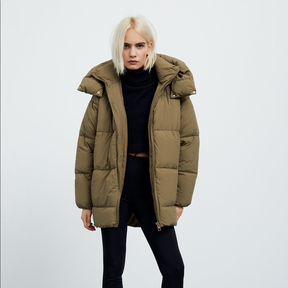 Zara | Khaki Puffer Coat
